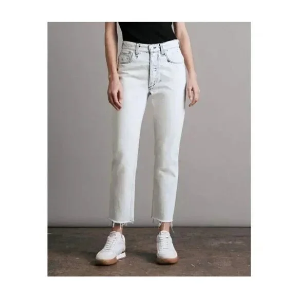 NWT Rag & Bone Nina High Waist Distressed Ankle Cigarette Jeans in Half Moon 28 - Picture 7 of 7